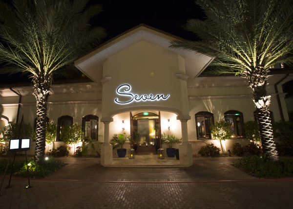A photograph of elegant dining at Seven, Seven Resort in Grace Bay, Providenciales (Provo), Turks and Caicos Islands.