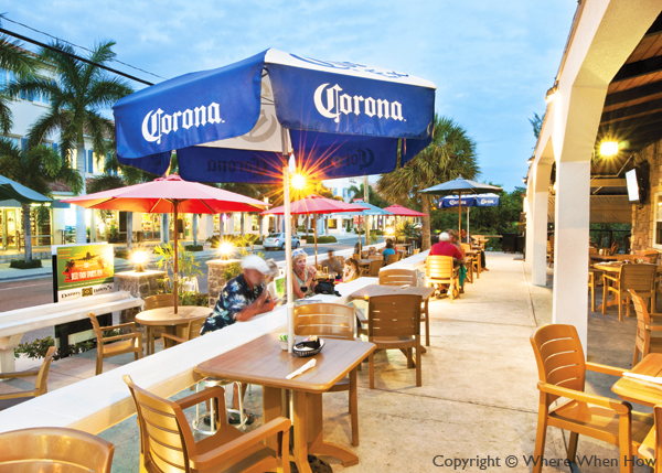 A photograph of the terrace at Danny Buoys Bar and Restaurant, Grace Bay, Providenciales (Provo), Turks and Caicos Islands.