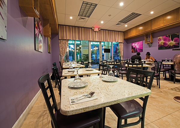 A photograph of Thai Orchid in The Regent Village offers indoor air-conditioned dining  Thai Orchid Restaurant in the Regent Village, Providenciales (Provo), Turks and Caicos Islands.