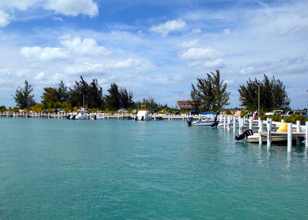 A photograph of Sandy Point Marina, North Caicos, Turks and Caicos Islands, British West Indies