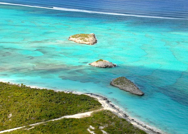 A photograph of Three Mary Cays, North Caicos, Turks and Caicos Islands, British West Indies