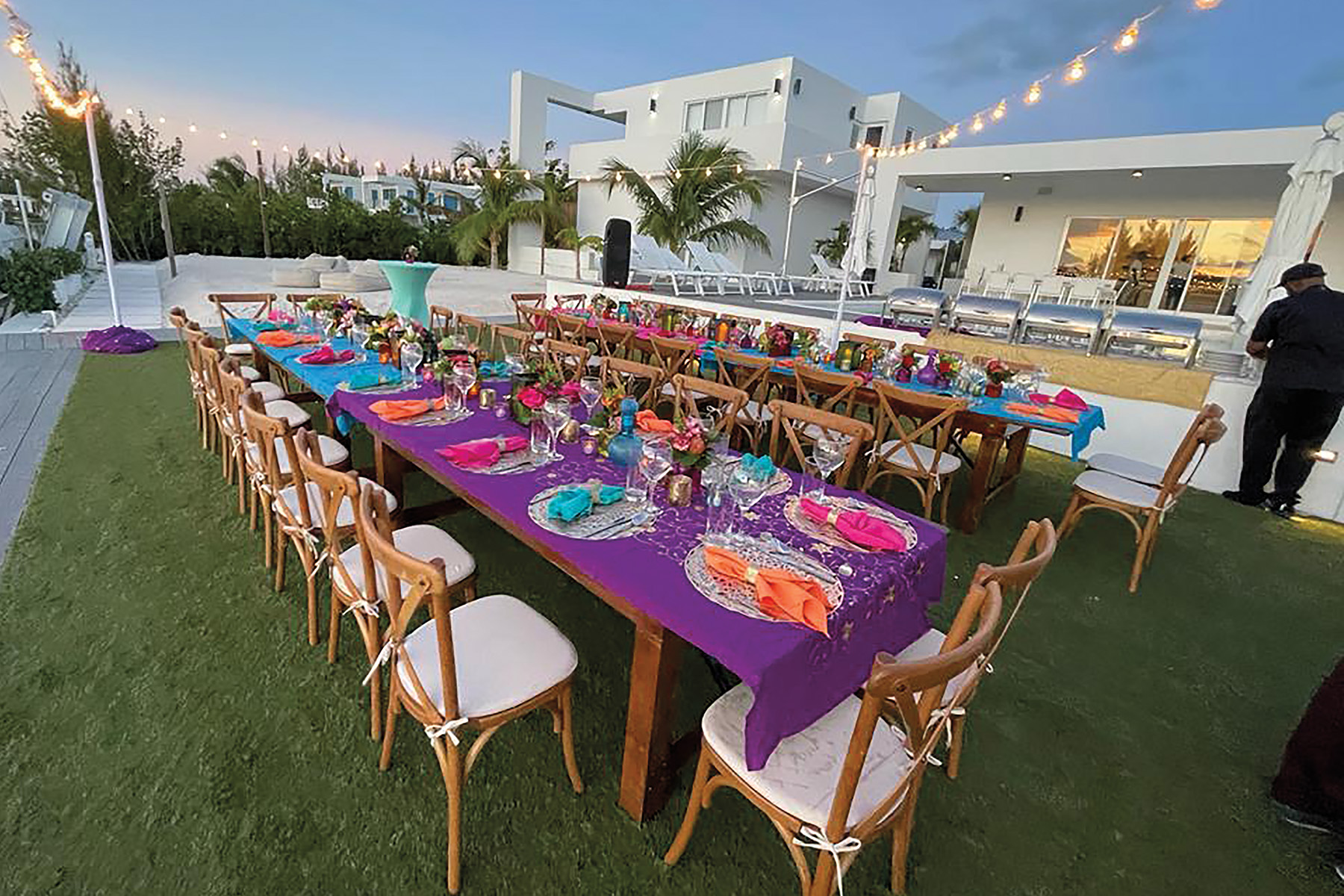 A photograph of a catered event, Providenciales (Provo), Turks and Caicos Islands.